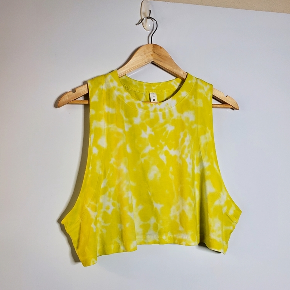 lululemon athletica Tops - Lululemon All Yours Bright Neon Green/yellow cropped athletic top Size 10